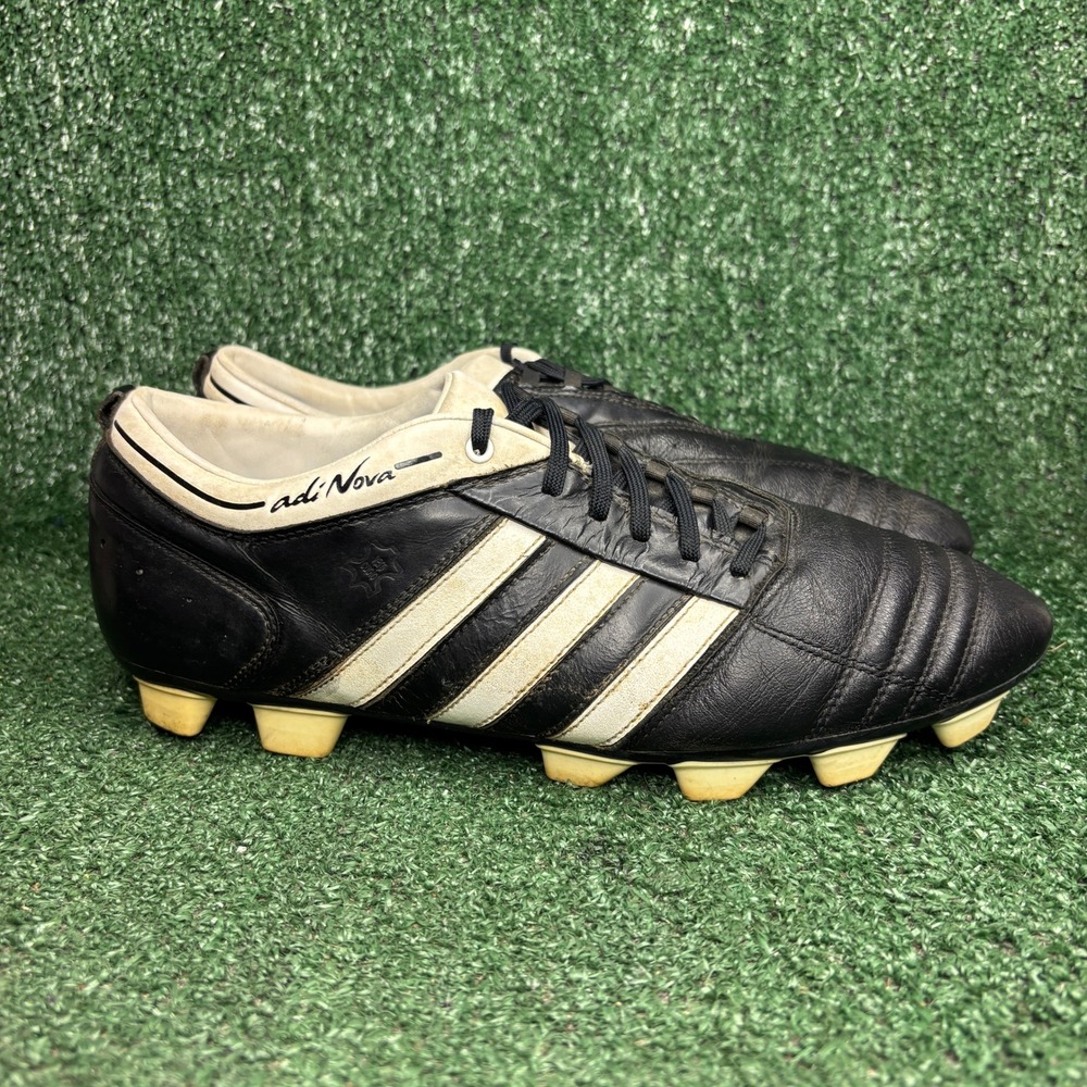 Adidas adiNova Traxion FG Leather Soccer Cleats Vintage Shoes Black Mens Size 11